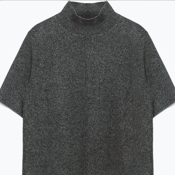 Zara Tops - Zara Knit Gray Short Sleeve High Mock Neck Top Size Large